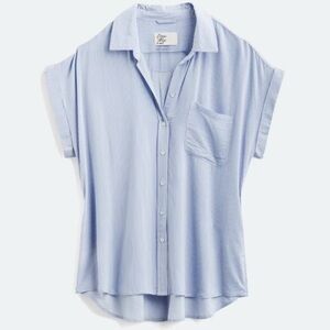 Ava Button Down Blouse | Cosmic Blue Love | Light Blue | Size Medium